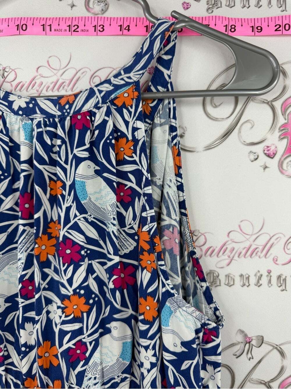 Old Navy Blue Floral Maxi Dress with Orange & Pink Accents - Picture 15 of 16